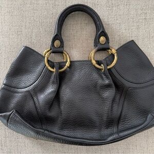 Large Kenneth Cole Black Real Leather Tote Bag